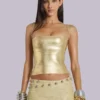 Haut corset « Idol » style bandage métallisé doré
