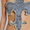 Haut de Rock Revival à motif fleur de lys clouté