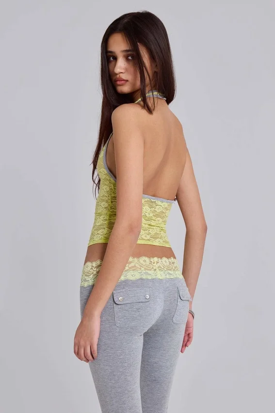 Pantalon bootcut en jersey de dentelle Cassia