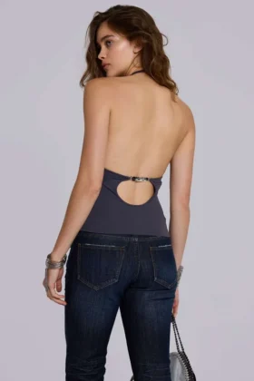 Haut dos nu Kayla, couleur ardoise