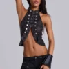 Haut en cuir PU « Rebel Military »