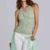 Haut en dentelle multi-positions Faye, couleur menthe