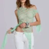 Haut en dentelle multi-positions Faye, couleur menthe