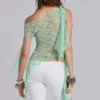 Haut en dentelle multi-positions Faye, couleur menthe