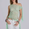Haut en dentelle multi-positions Faye, couleur menthe