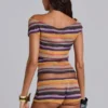 Mini-short Cata à rayures multicolores