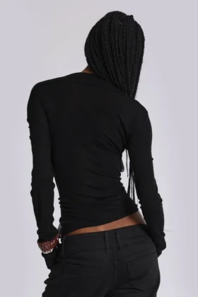 Haut en maille Henley noir « Haze »