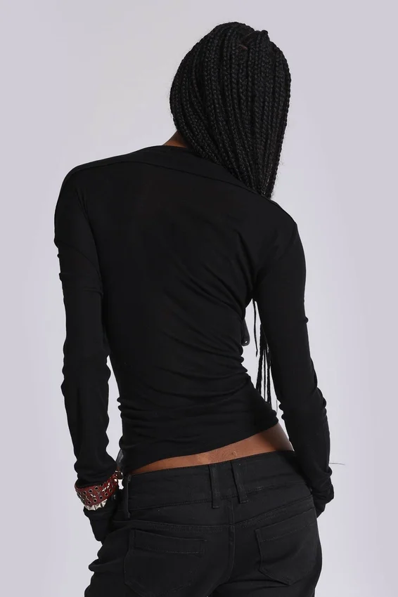 Haut en maille Henley noir « Haze »