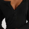 Haut en maille Henley noir « Haze »