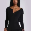 Haut en maille Henley noir « Haze »