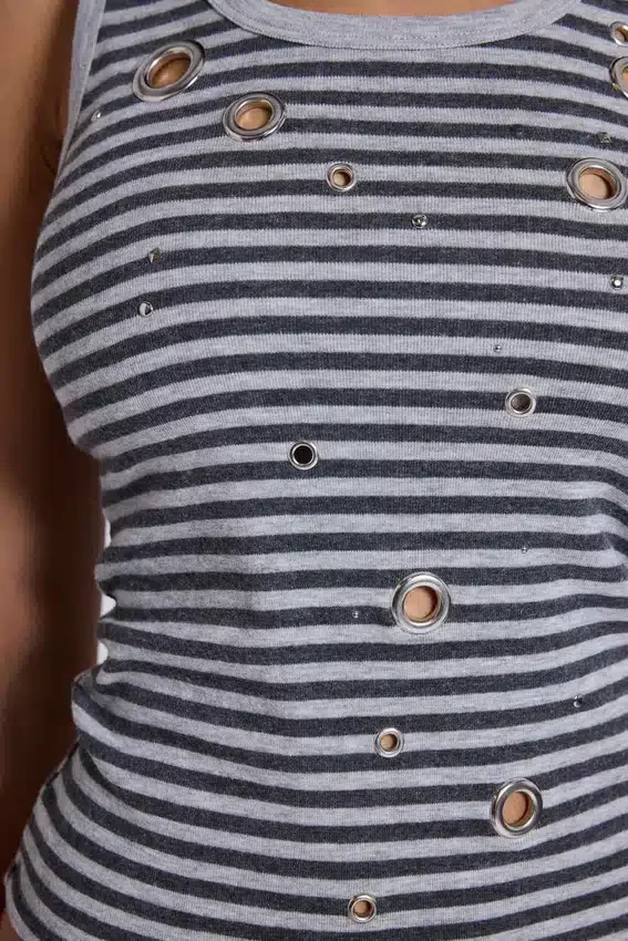 Haut « Eye Contact » à œillets et rayures