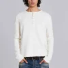 Haut Henley en tissu gaufré écru
