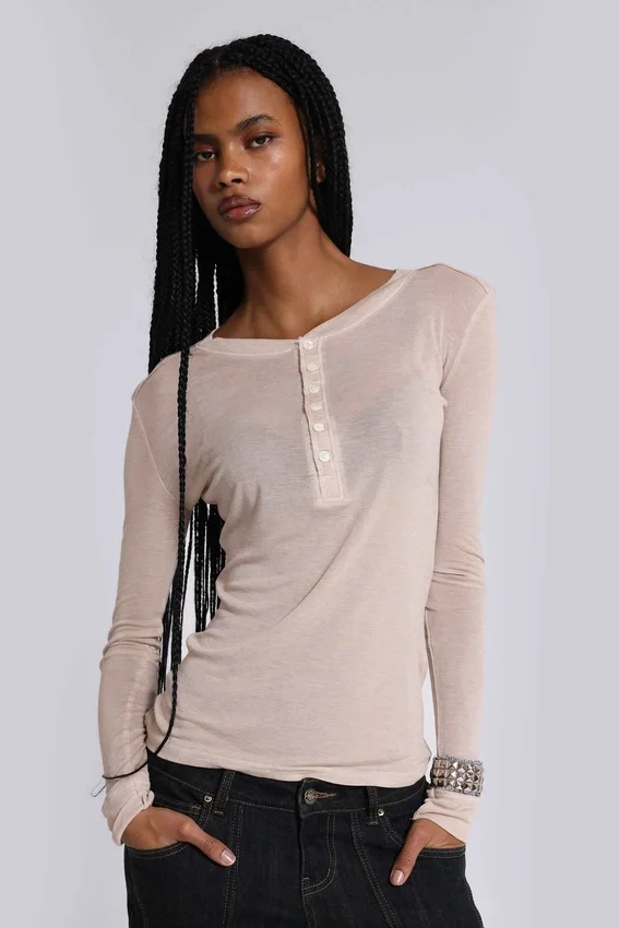 Haut Henley Haze couleur « Oatmeal »