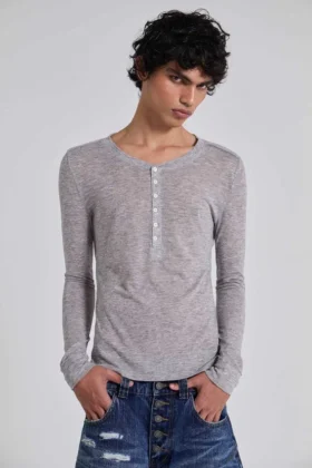 Haut Henley Haze gris chiné