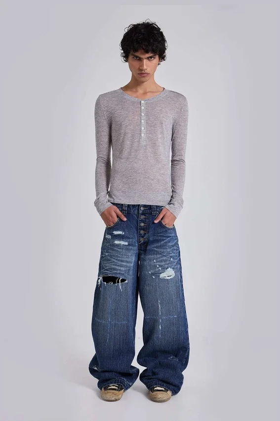 Haut Henley Haze gris chiné