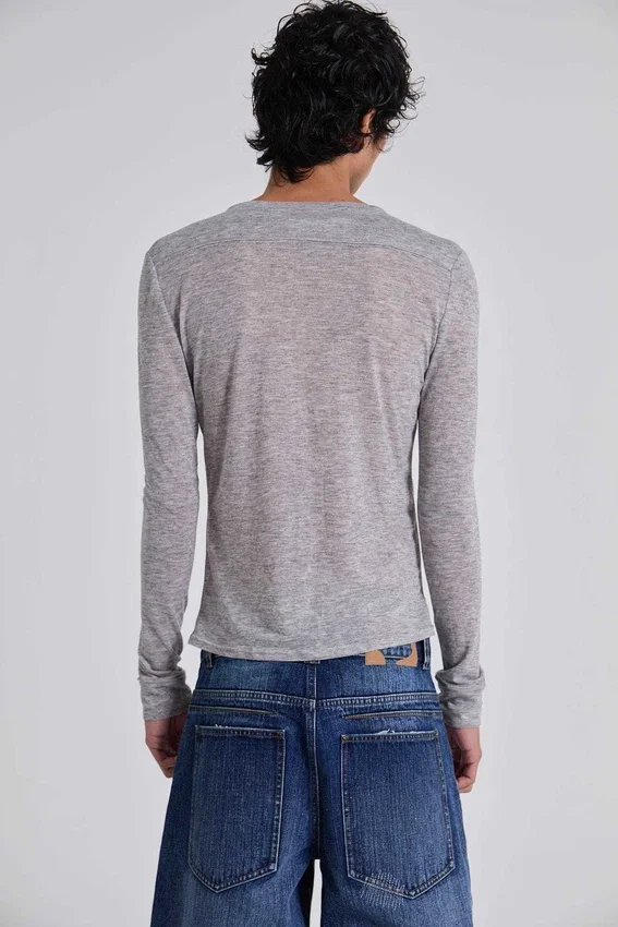 Haut Henley Haze gris chiné