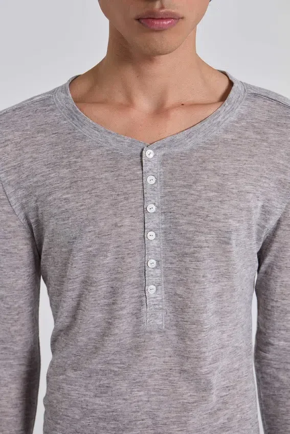 Haut Henley Haze gris chiné