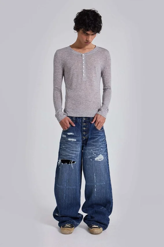 Haut Henley Haze gris chiné