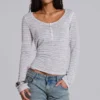 Haut Henley Stripe Mist