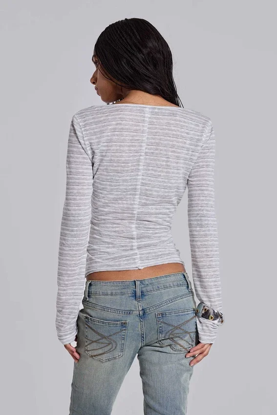 Haut Henley Stripe Mist