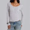 Haut Henley Stripe Mist
