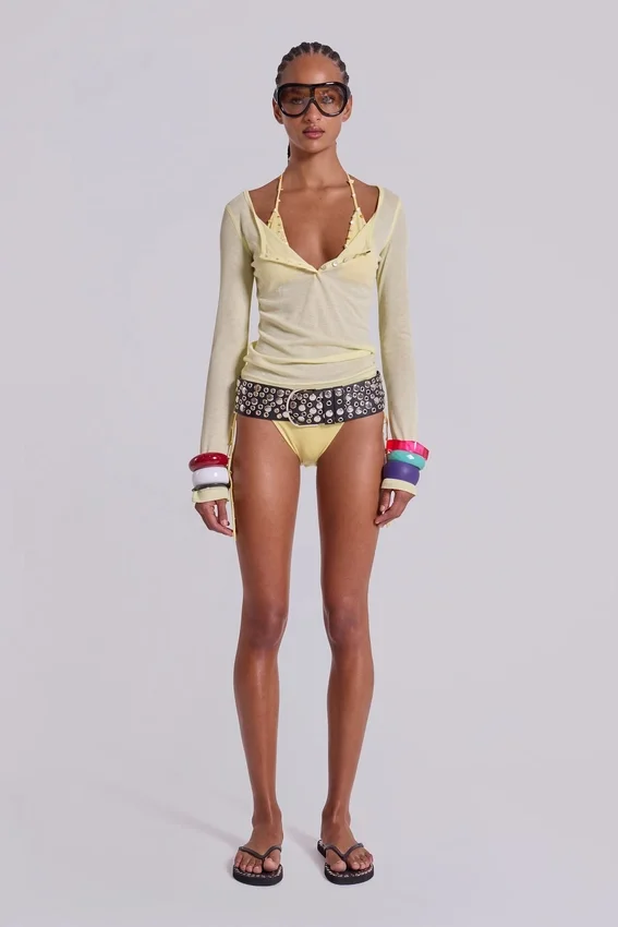 Haut Henley transparent couleur Buttercup