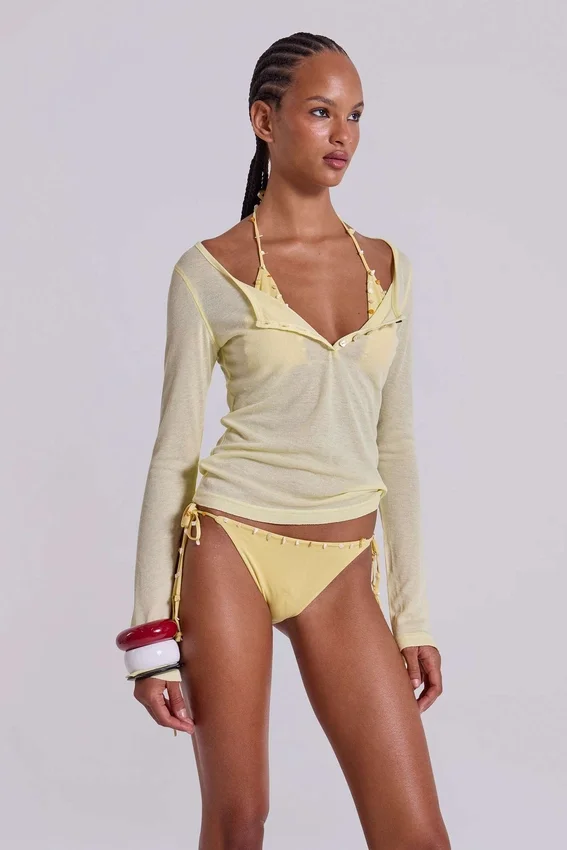 Haut Henley transparent couleur Buttercup