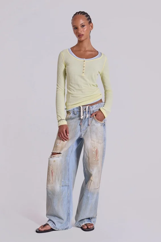 Haut Henley transparent couleur Buttercup