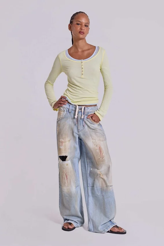 Haut Henley transparent couleur Buttercup