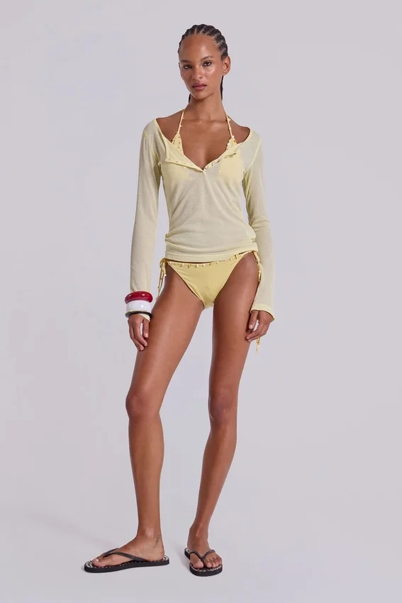 Haut Henley transparent couleur Buttercup