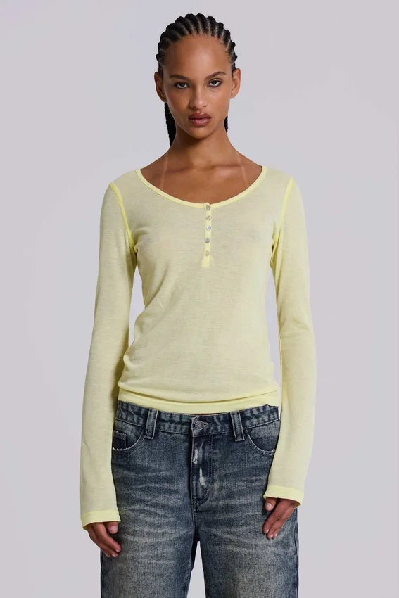 Haut Henley transparent couleur Buttercup