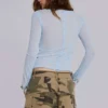Haut Henley transparent couleur « Sky »