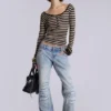 Haut Henley transparent à rayures