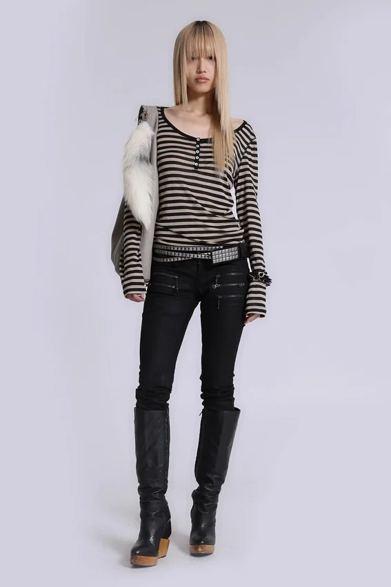Haut Henley transparent à rayures