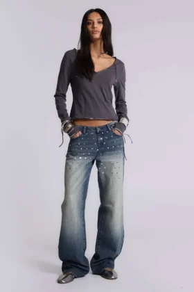 Hunter Jeans ample à coupe droite avec miroirs