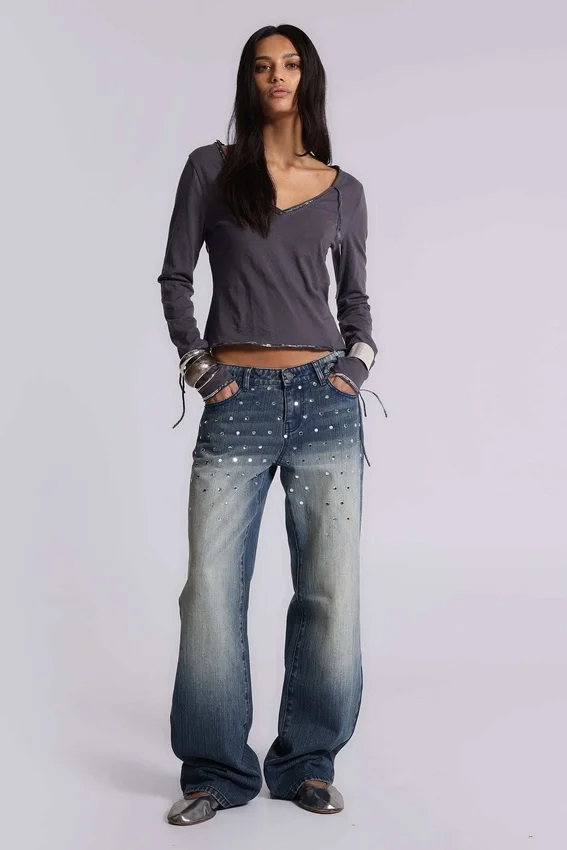 Hunter Jeans ample à coupe droite avec miroirs