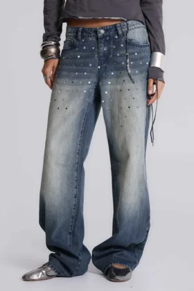 Hunter Jeans ample à coupe droite avec miroirs