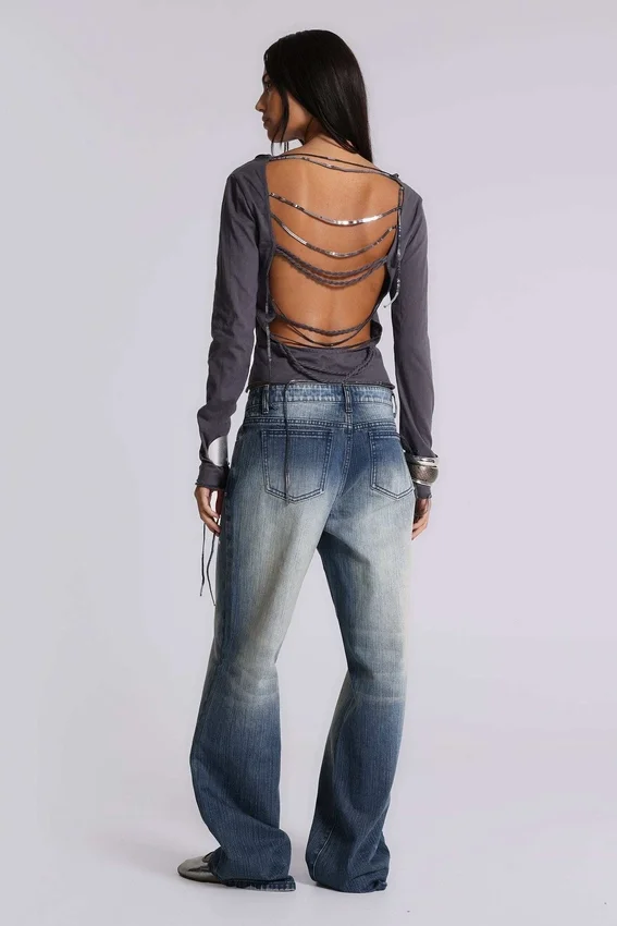 Hunter Jeans ample à coupe droite avec miroirs