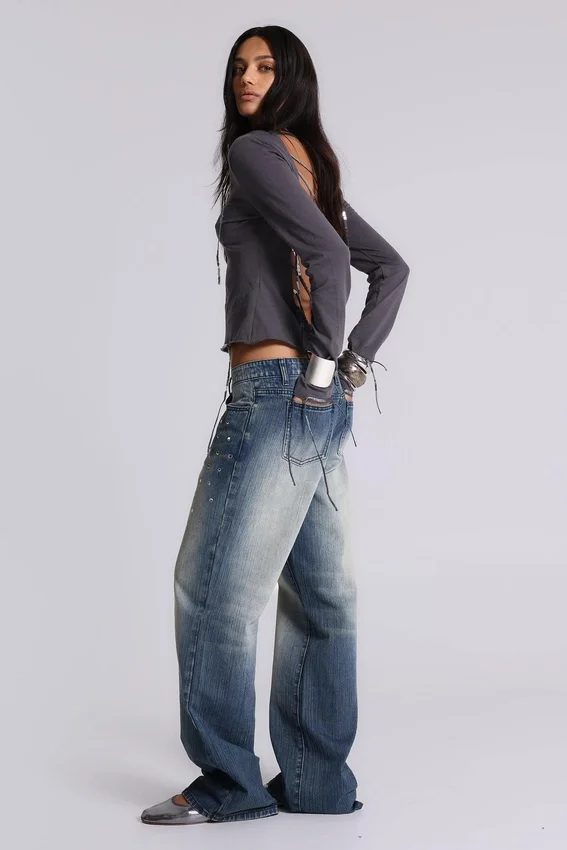 Hunter Jeans ample à coupe droite avec miroirs
