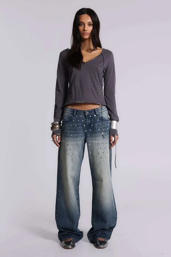 Hunter Jeans ample à coupe droite avec miroirs