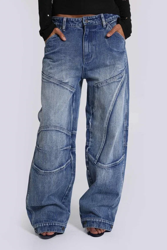 Jeans baggy à taille basse et empiècements Zae