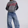 Jeans baggy à taille basse et empiècements Zae