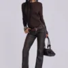 Jeans bootcut Cooper en PU marron
