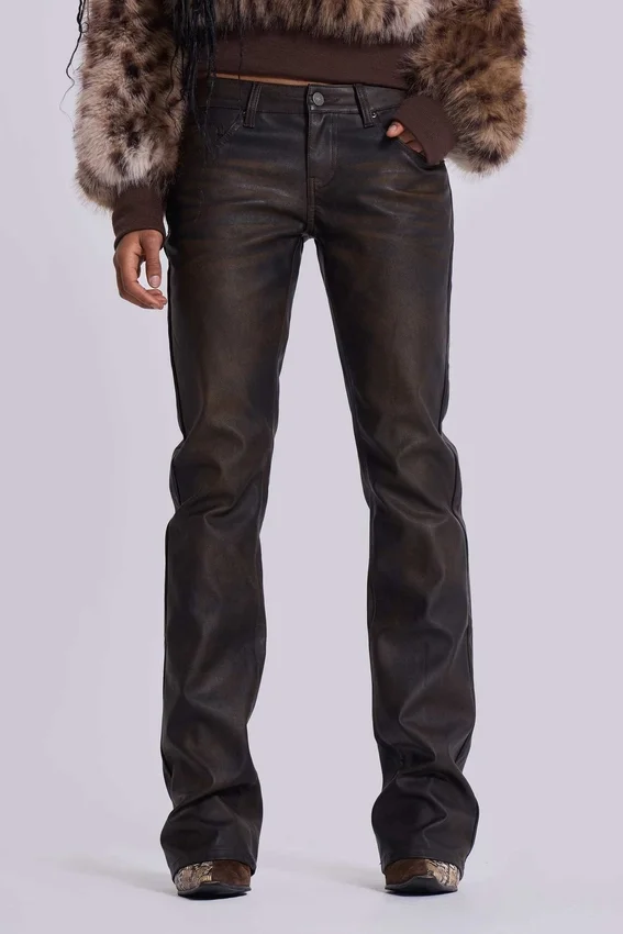 Jeans bootcut Cooper en PU marron