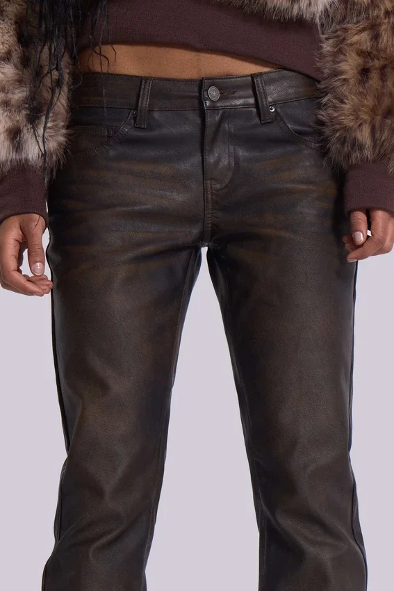 Jeans bootcut Cooper en PU marron