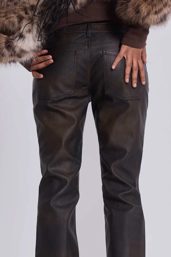 Jeans bootcut Cooper en PU marron