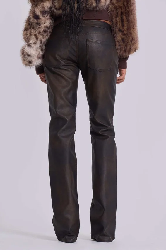 Jeans bootcut Cooper en PU marron
