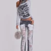 Jeans bootcut effiloché Zain, gris