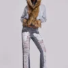 Jeans bootcut effiloché Zain, gris
