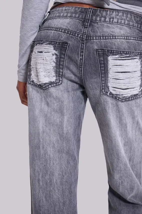 Jeans bootcut effiloché Zain, gris